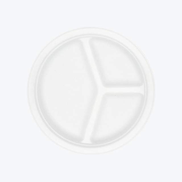 P007 10 インチ 3 コンパートメント生分解性プレート